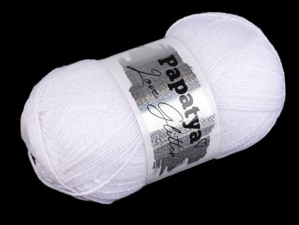 Pletací příze Papatya Love Glitter 100 g (Balení 1 ks, Varianta 1 (1000) bílá AB)