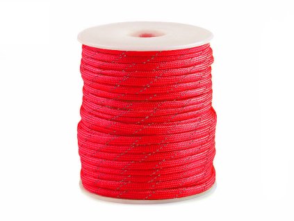 Padáková šňůra Ø4 mm s reflexní nití (Balení 25 m, Varianta 1 zelená neon)