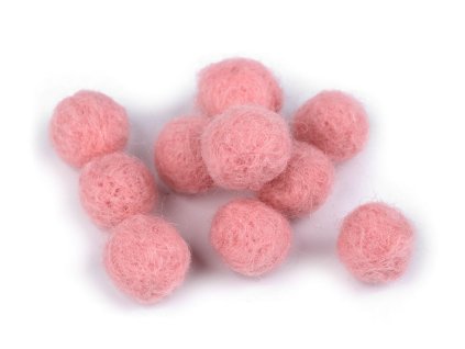 Plstěná kulička / bambulka z vlny Ø15 mm (Balení 10 ks, Varianta 5 pudrová tmavá)