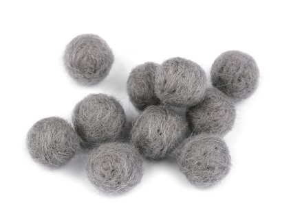 Plstěná kulička / bambulka z vlny Ø15 mm (Balení 10 ks, Varianta 5 pudrová tmavá)