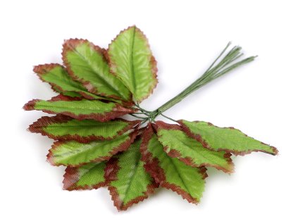 Umělé listy růže na drátku (Balení 12 ks, Varianta 1 zelená sv. podzim)