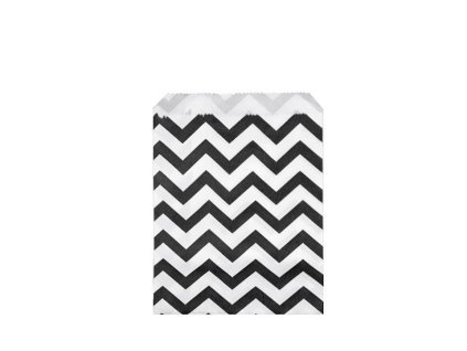 Papírový sáček chevron 10x14 cm (Balení 100 ks, Varianta 1 bílo-černá chevron)