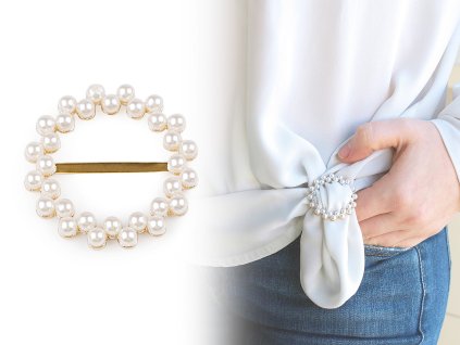 Perlová spona, průvlek 23 mm, na šaty, halenky, šátky a opasky (Balení 1 ks, Varianta perlová)