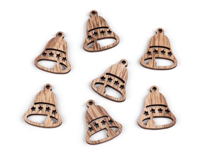 Dřevěná vločka, hvězda, zvonek (Balení 10 ks, Varianta 1 hnědá přírodní vločka)