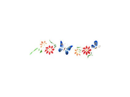 Motivová šablona BRICO Home Design (13x40 cm) - motýli a květy