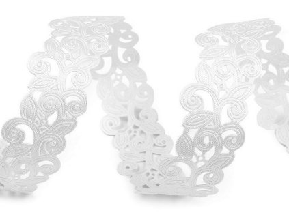 Saténový prýmek šíře 22 mm vysekávaný vzor (Balení 22.5 m, Varianta 1 bílá)