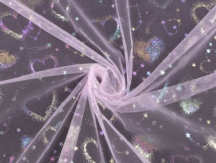 Tyl s AB hologramem srdce (Balení 1 m, Varianta 1 bílá)