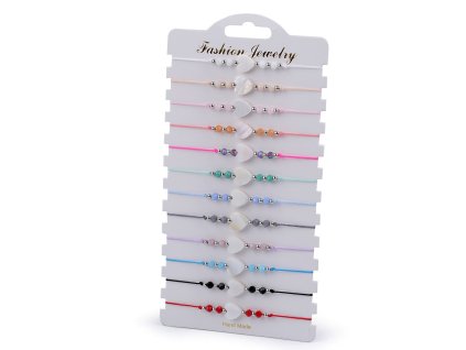 Náramek shamballa perleťové srdce (Balení 1 ks, Varianta 1 bílá)