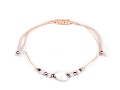 Náramek shamballa perleťové srdce (Balení 1 ks, Varianta 1 bílá)