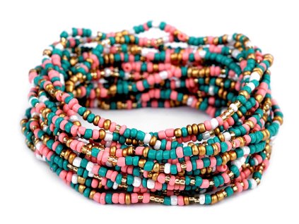 Pružné náramky z rokajlu sada 12 ks (Balení 1 sada, Varianta 1 (12ks) zelená smaragdová)