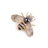 Brož s broušenými kamínky a perlou včela (Balení 1 ks, Varianta 1 crystal platina)