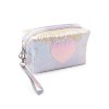 Pouzdro / kosmetická taška s oboustrannými flitry a srdcem 11x18 cm (Balení 1 ks, Varianta 1 bílá růžová)