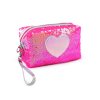 Pouzdro / kosmetická taška s oboustrannými flitry a srdcem 11x18 cm (Balení 1 ks, Varianta 1 bílá růžová)