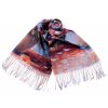 Šátek / šála s třásněmi malované květy 70x175 cm (Balení 1 ks, Varianta 2 modrá jemná)