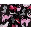 Bavlněná látka / plátno kočky (Balení 1 m, Varianta 1 (209) černá růžová)