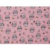 Šusťákovina zpevněná mačkaný / krešovaný efekt 3D kočky (Balení 1 m, Varianta růžová sv.)