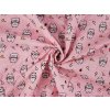 Šusťákovina zpevněná mačkaný / krešovaný efekt 3D kočky (Balení 1 m, Varianta růžová sv.)