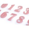 Čísla k přišití, zavěšení, nalepení; sada čísel od 0-9 - růžová