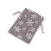 Vánoční dárkový pytlík vločky s glitry 13x18 cm imitace juty (Balení 10 ks, Varianta šedá)