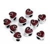 Kovové korálky s velkým průvlekem srdce 10x10 mm (Balení 2 ks, Varianta 1 červená tmavá)