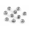 Kovový korálek ornament Ø8 mm (Balení 25 ks, Varianta platina s patinou)