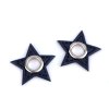 Průchodka s koženkovou hvězdou k našití, průvlek 8 mm (Balení 20 ks, Varianta 1 bílá černý nikl)
