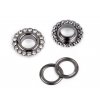 Průchodky s podložkou vnitřní Ø10 mm / vnější Ø22 mm květ s kamínky (Balení 10 pár, Varianta 1 nikl)