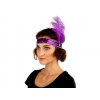 Karnevalová čelenka flitrová s peřím retro (Balení 1 ks, Varianta 8 modrá azurová)