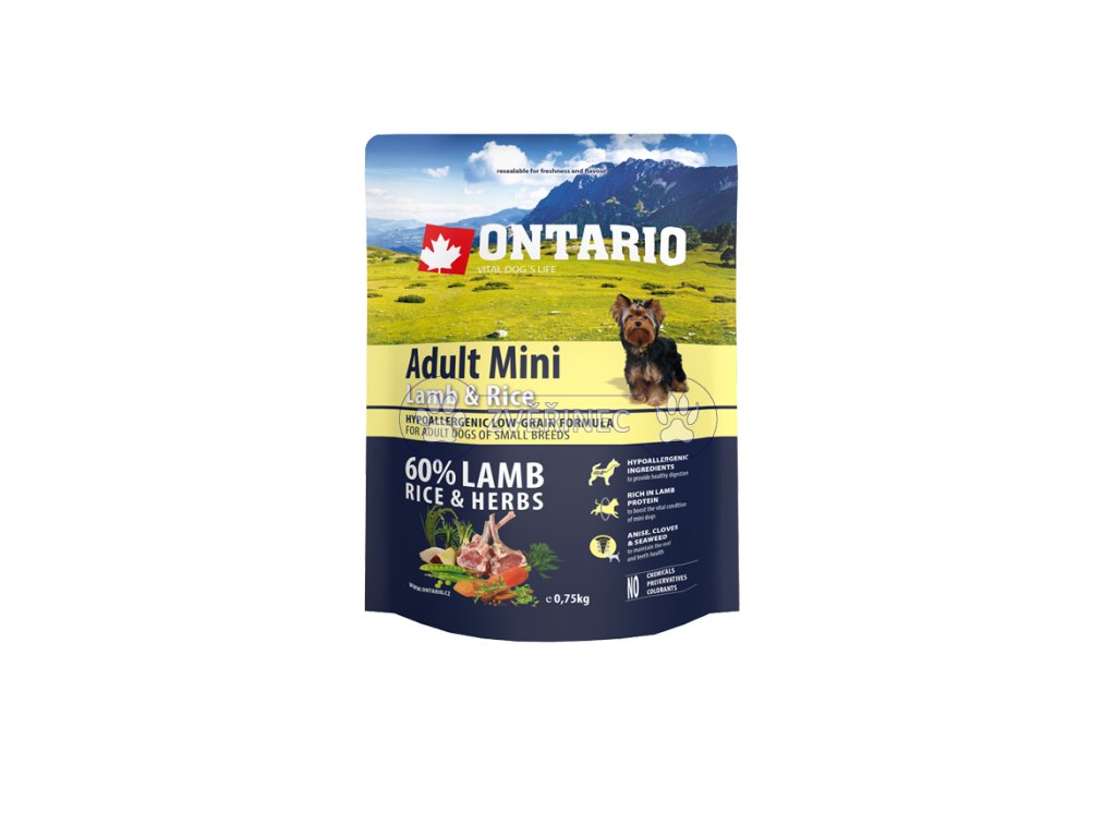 Ontario Adult Mini jehně&rýže 0,75 kg
