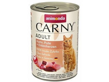 ANIMONDA konzerva CARNY Adult kuře, krůta+kachní srdce 400g