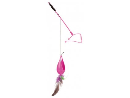 Prut s nádobkou na pamlsky a peřím, k zavěšení na dveře