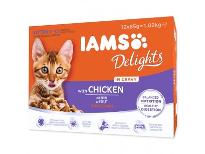 Kapsičky IAMS Kitten Delights Chicken in Gravy multipack 12x85 g