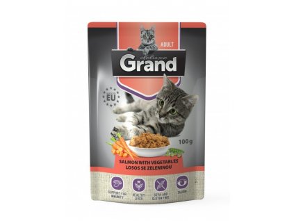 GRAND kaps. kočka deluxe 100% losos se zel. 100 g