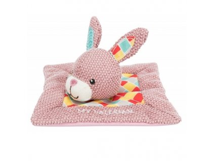 JUNIOR snuggler - plyšový mazlíček, čtverec s králičí hlavou 13 x 13 cm
