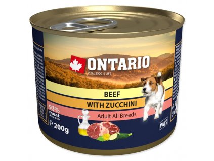 Konzerva ONTARIO Dog Mini s hovězím masem, cuketou a lněným olejem 200 g