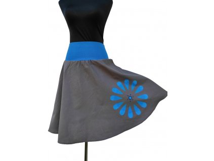 Malovaná půlkolová sukně - Kapičková mandala