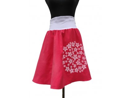 Malovaná půlkolová sukně - Květinová jednobarevná mandala