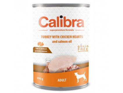 Calibra Dog konz. Adult krůta a kuřecí srdíčka 400g