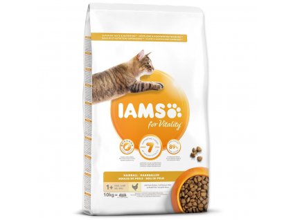 IAMS for Vitality Adult Cat Food Hairball Reduction with Fresh Chicken 10kg