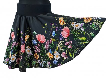 Kolová sukně - Luční kvítí  + minimalistický náramek ZDARMA
