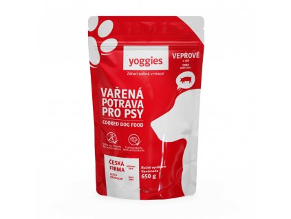 Yoggies Vařená potrava pro psy – vepřové maso s rýží 650g