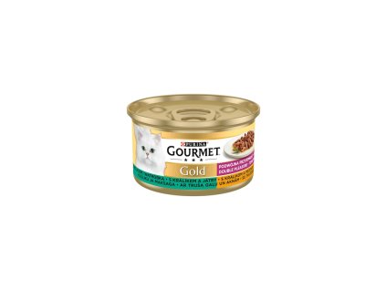 Gourmet Gold konz. kočka pašt. duš.králík a játra 85g