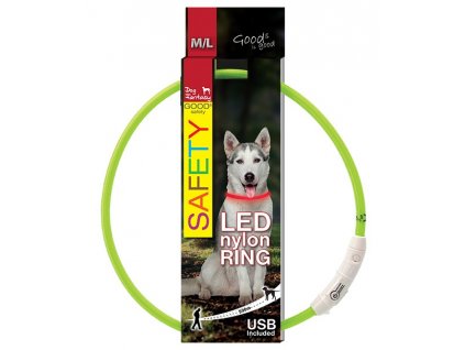 LED světelný obojek z nylonu zelený 65 cm