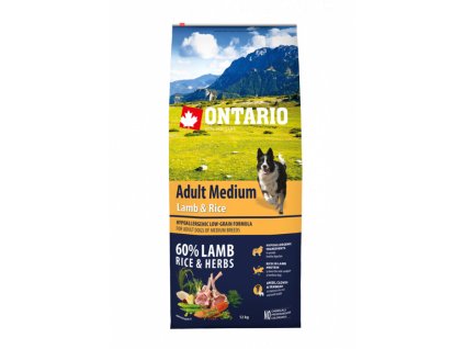 Ontario Adult Medium Lamb & Rice 12 kg