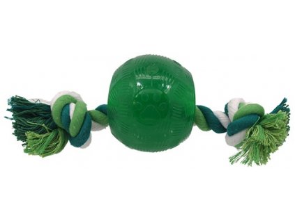Dog Fantasy Hračka Strong míček guma s provazem 8,2 cm
