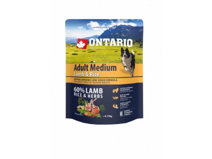 Ontario Adult M jehně&rýže 0,75 kg