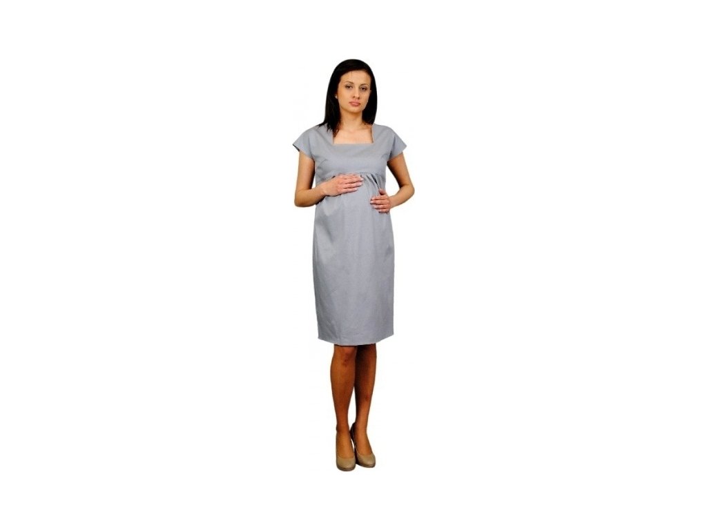 Be MaaMaa Těhotenské šaty ELA - ocelová XL (42)