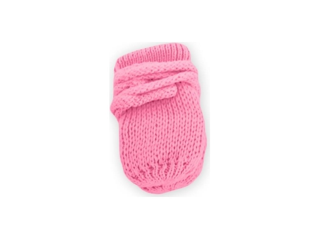 BABY NELLYS Kojenecké rukavičky pletené, zimní - růžové/malinové 56-68 (0-6 m)