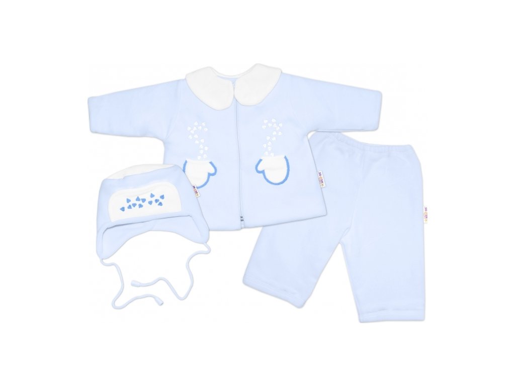 Kabátek, čepička a kalhoty Baby Nellys ®- sv. modrá, vel. 68 68 (3-6m)