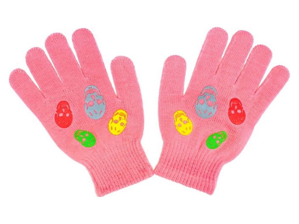 Dětské zimní rukavičky New Baby Girl malinové 122 (6-7 let)